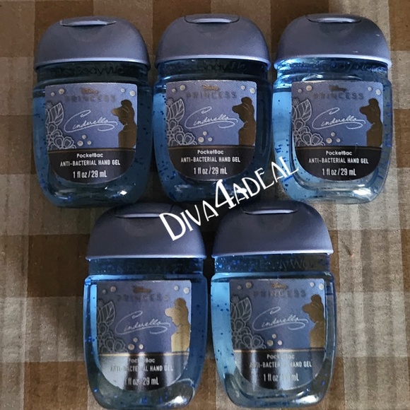 5X Bath & Body Works X DISNEY PRINCESS CINDERELLA Anti Bacterial Gel Pocketbacs - Picture 1 of 2
